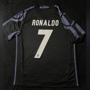 Ronaldo #7 Black Real Madrid 2016/2017 Away Retro Soccer Jersey